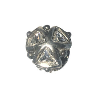 𝅺TROLLBEADS Sterling Silver Crystal Triangles Splitter Pendant Charm Bead 12301
